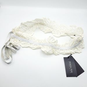 NWT Patrizia Pepe Ruffled Eyelet Self Tie White Belt Size Medium